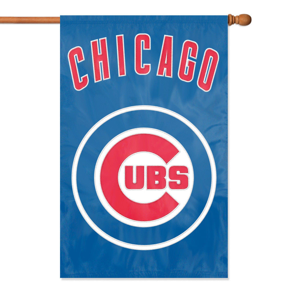 CHICAGO CUBS APPLIQUE BANNER HOUSE FLAG OUTDOOR 44" X 28" OVERSIZED MAN CAVE