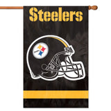 PITTSBURGH STEELERS APPLIQUE EMBROIDERED 2SIDED HOUSE FLAG INDOOR OUTDOOR NYLON