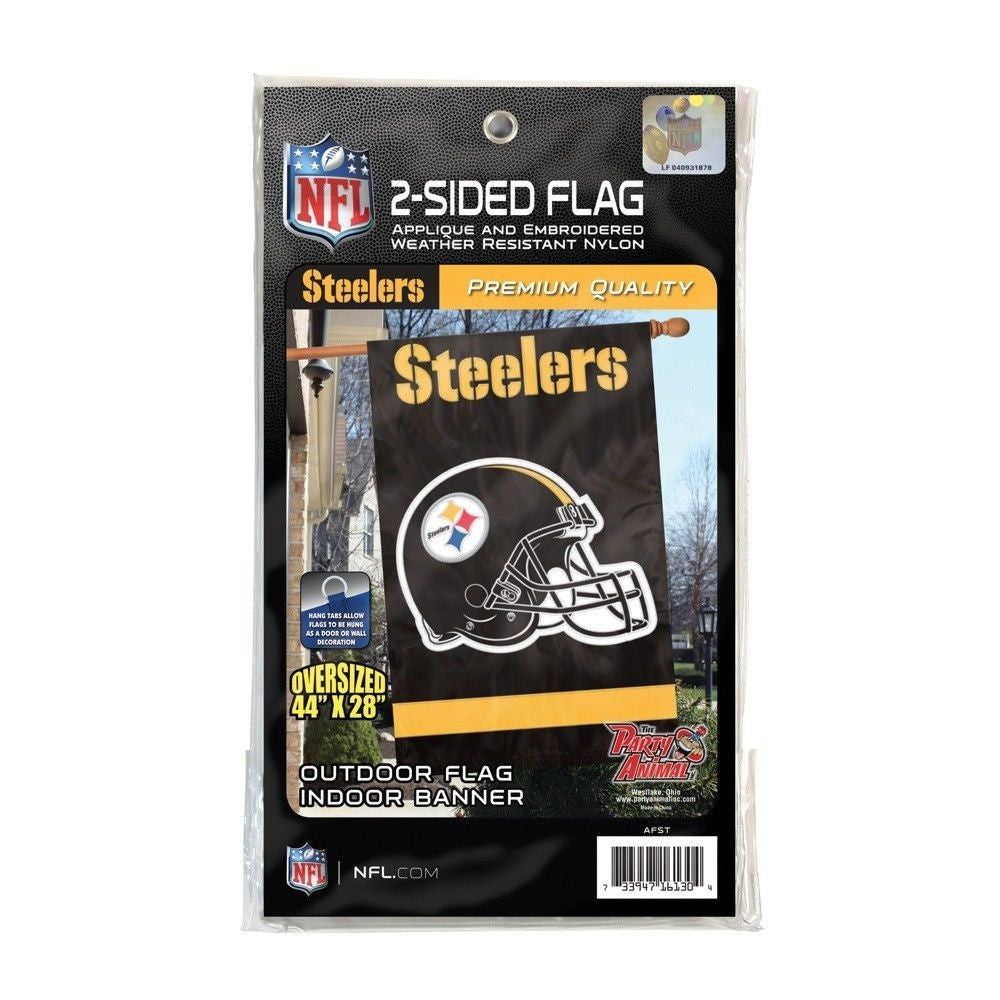 PITTSBURGH STEELERS APPLIQUE EMBROIDERED 2SIDED HOUSE FLAG INDOOR OUTDOOR NYLON