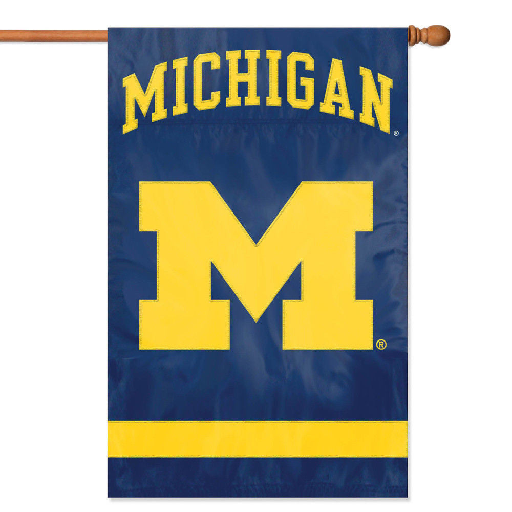 Michigan Wolverines Applique Banner House Flag Indoor Outdoor 44"X28" Oversized