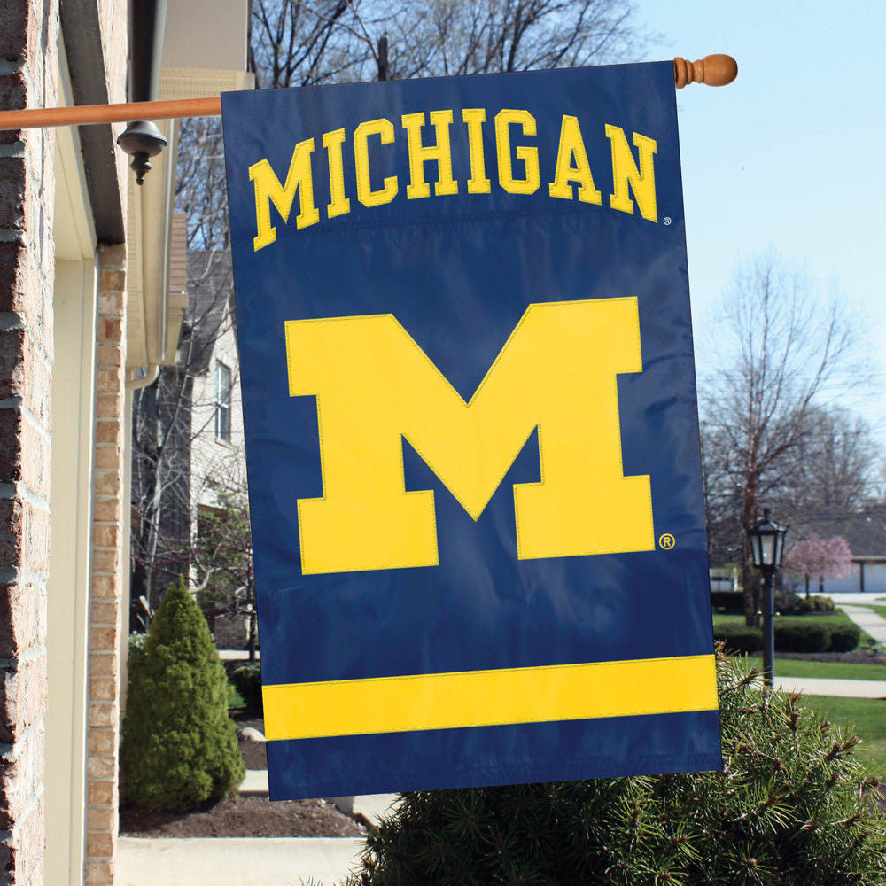 Michigan Wolverines Applique Banner House Flag Indoor Outdoor 44"X28" Oversized