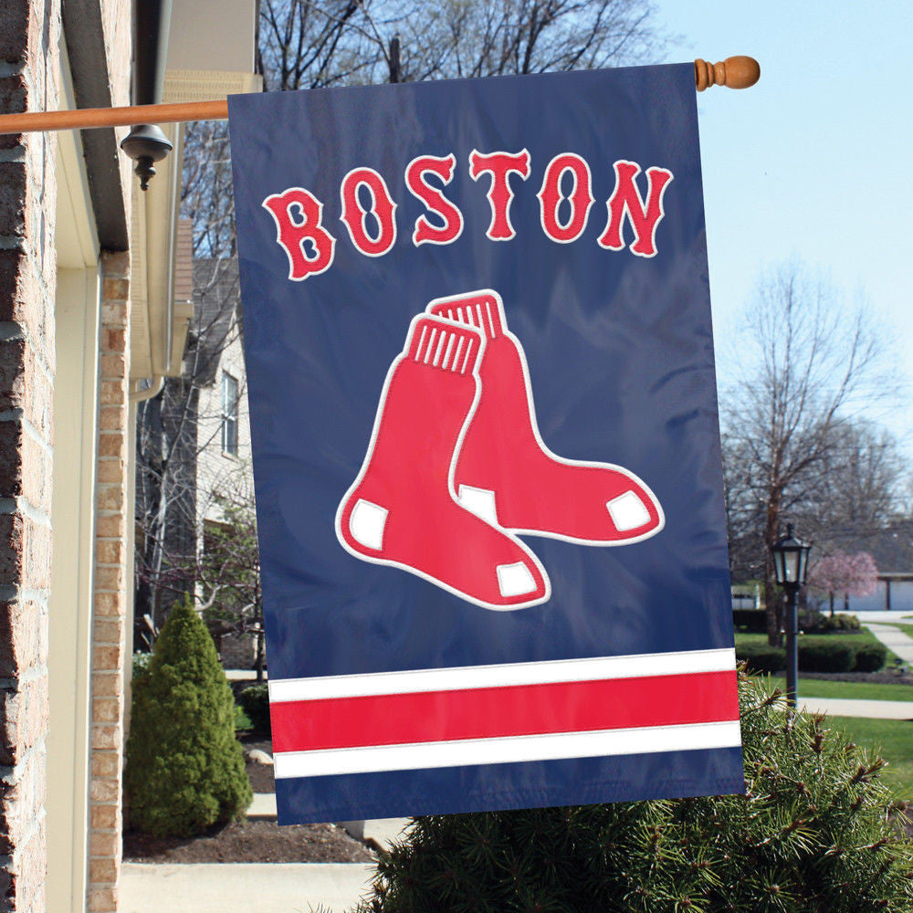 Boston Red Sox Applique Banner House Flag Outdoor 44" X 28" Oversized Man Cave