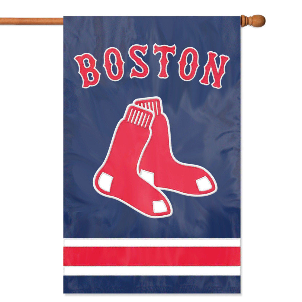 Boston Red Sox Applique Banner House Flag Outdoor 44" X 28" Oversized Man Cave