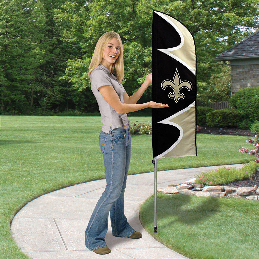New Orleans Saints 6 Foot Tall Team Flag Steel Pole Sign Swooper Double Sided