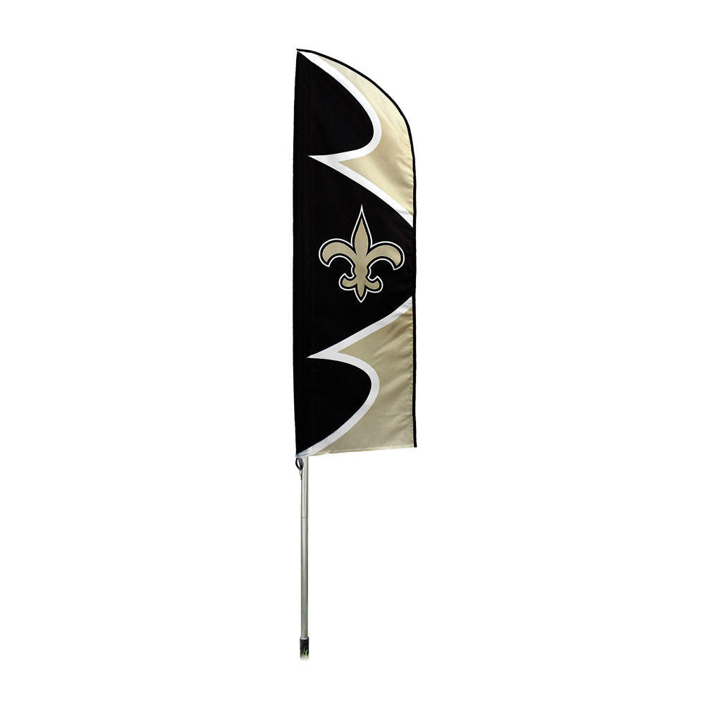 New Orleans Saints 6 Foot Tall Team Flag Steel Pole Sign Swooper Double Sided