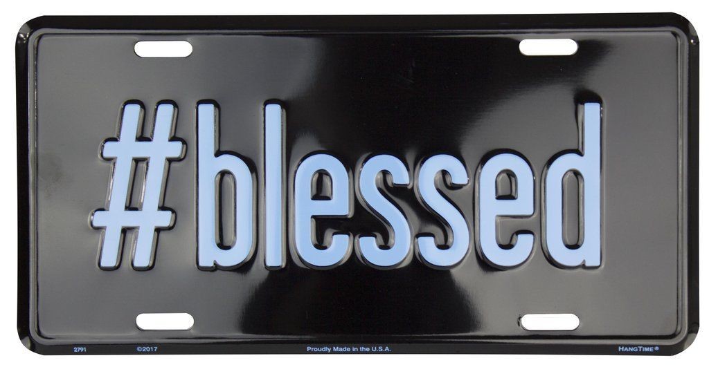 #Blessed Car Truck Tag License Plate Metal Sign Christian Faith Religious