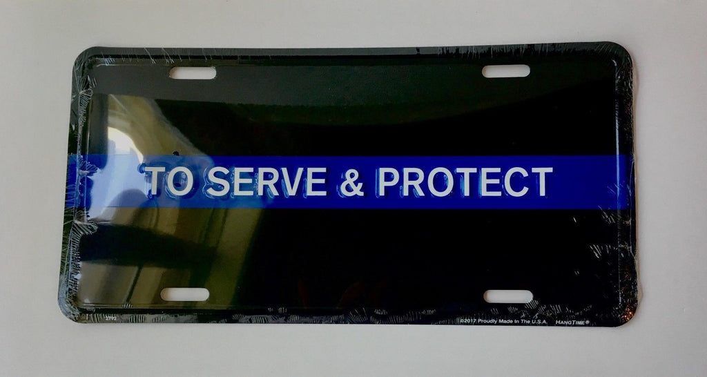 TO SERVE & PROTECT POLICE BLUE LINE ALUMINUM CAR TRUCK TAG LICENSE PLATE LAW