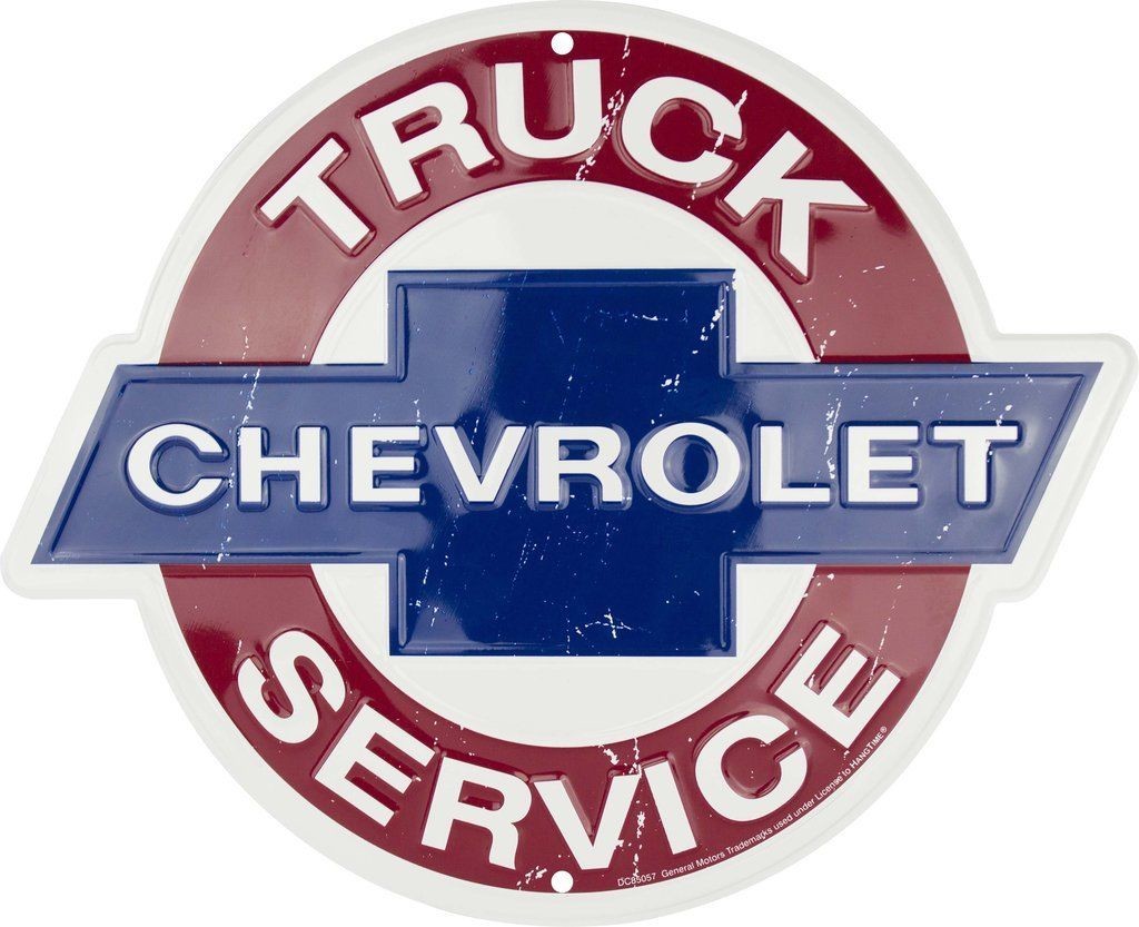 Chevrolet Truck Service 12" Round Metal Tin Embossed Sign Man Cave Garage Auto
