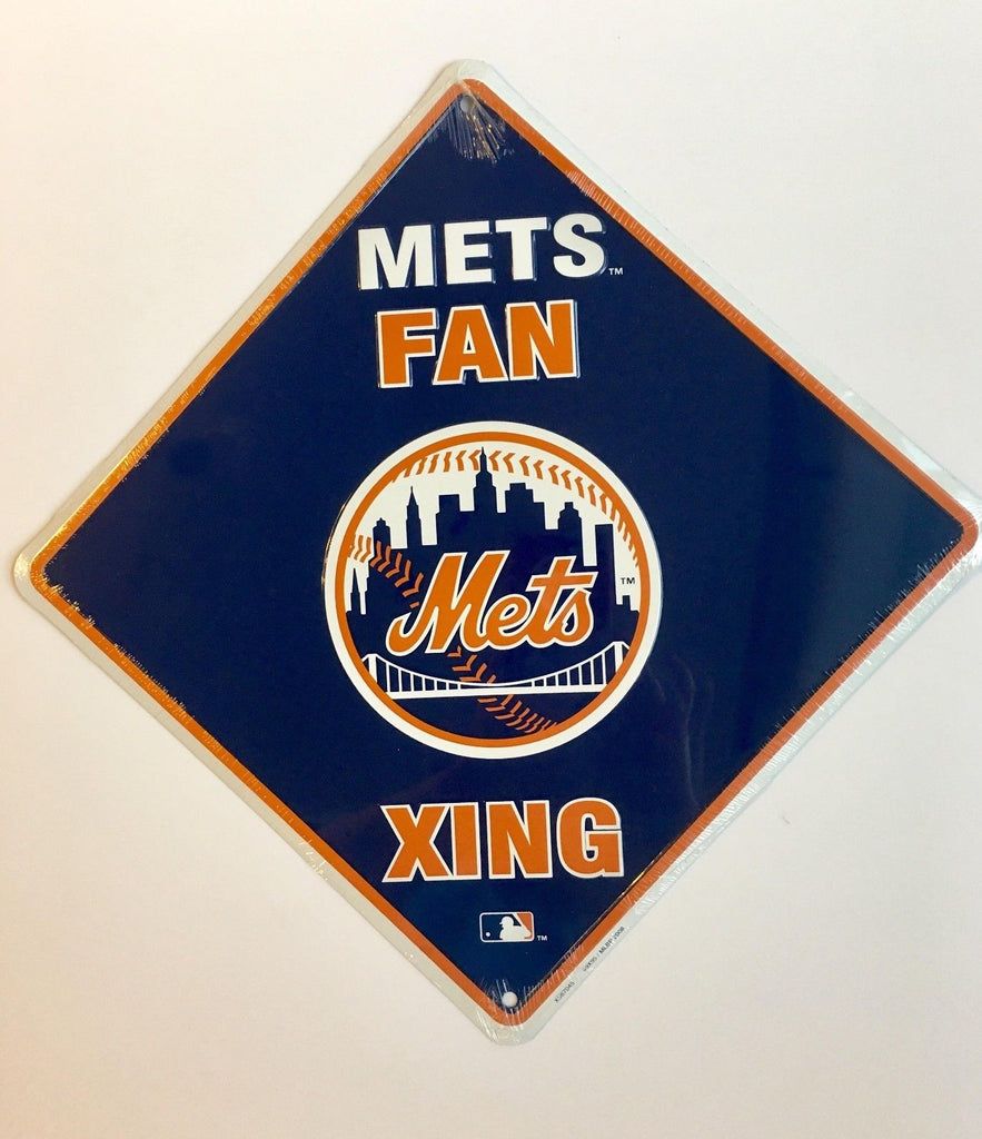 New York Mets 12 X 12" Embossed Metal Fan Xing Crossing Sign Mlb Xing Mancave