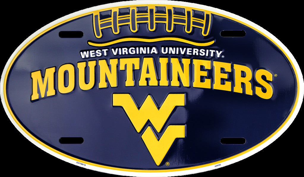 West Virginia Mountaineers Car Truck Tag Oval Football License Plate Man Cave