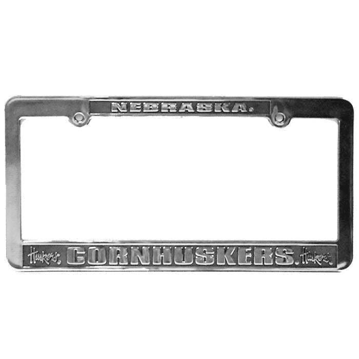 NEBRASKA CORNHUSKERS CAR TRUCK TAG LICENSE PLATE FRAME UNIVERSITY SILVER BLACK