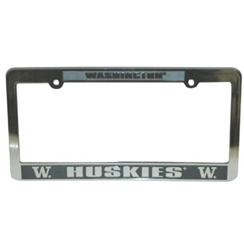 Washington Huskies Car Truck Tag License Plate Frame University Silver Black