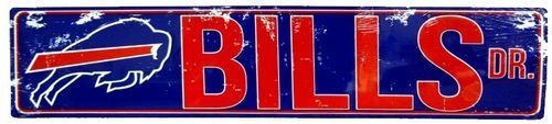 Buffalo Bills Street Metal 24 X 5.5" Sign Drive Nfl Dr Road Ave Distressed
