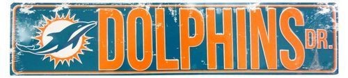 Miami Dolphins Street Metal 24X5.5" Sign Drive Nfl Dr Road Ave Distressed