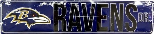 Baltimore Ravens Street Metal 24 X 5.5" Sign Drive Nfl Dr Road Ave Distressed